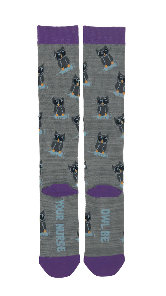 Owl Be Your Nurse - 15-20 MmHg Knit Compression Socks Now By Cutieful!